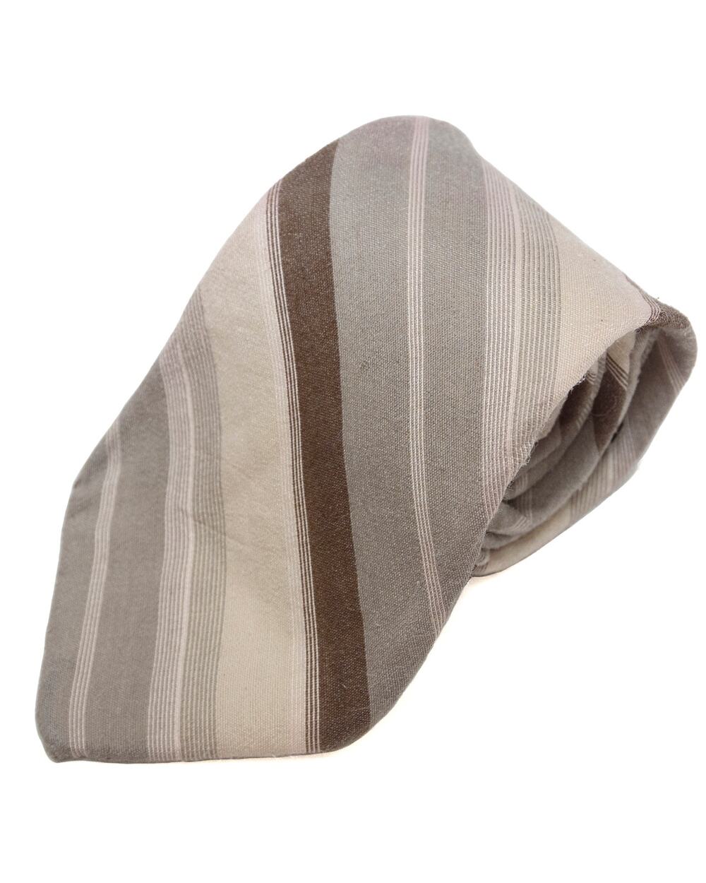 Don Loper Tan Brown Cream 100% Striped Silk Necktie Tie